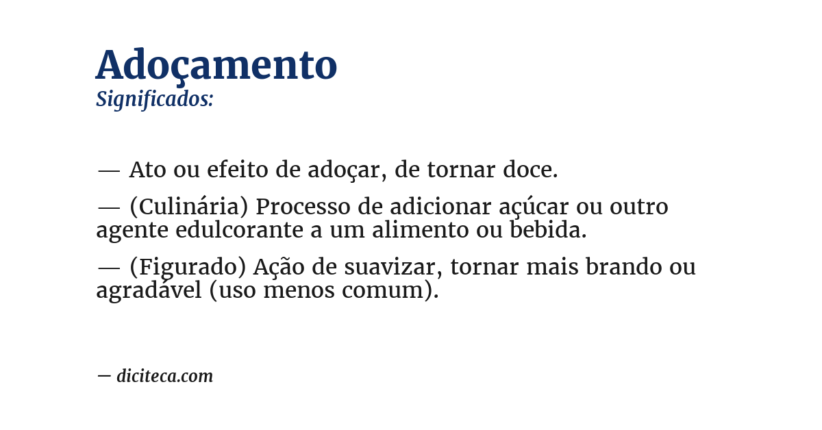Significado de adoçamento