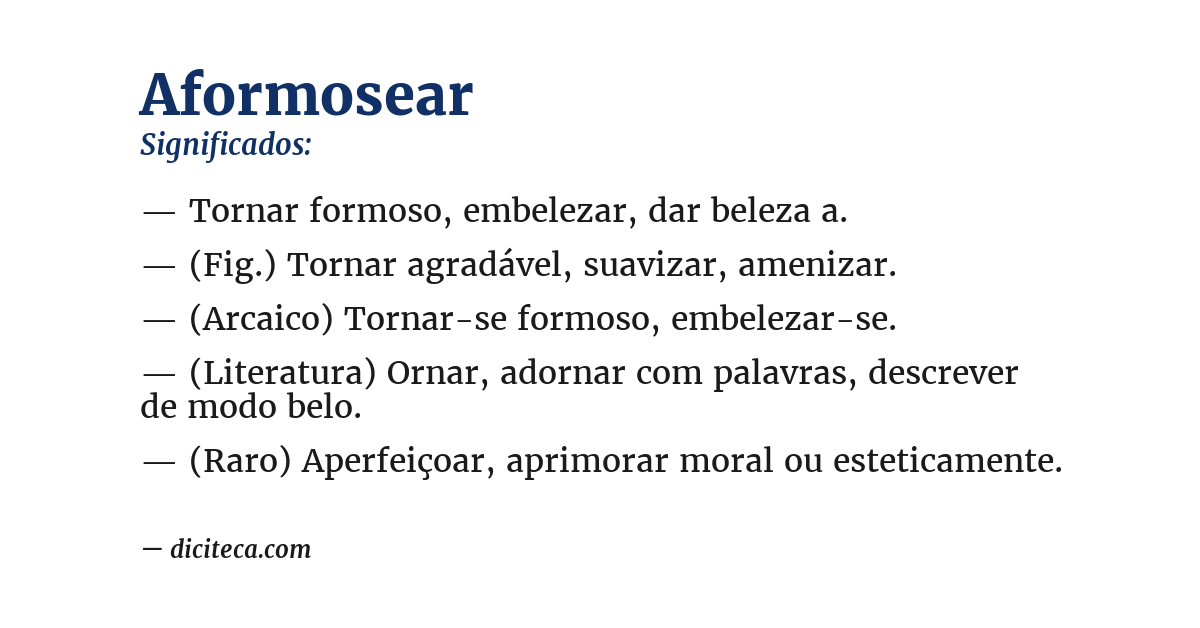 Significado de aformosear