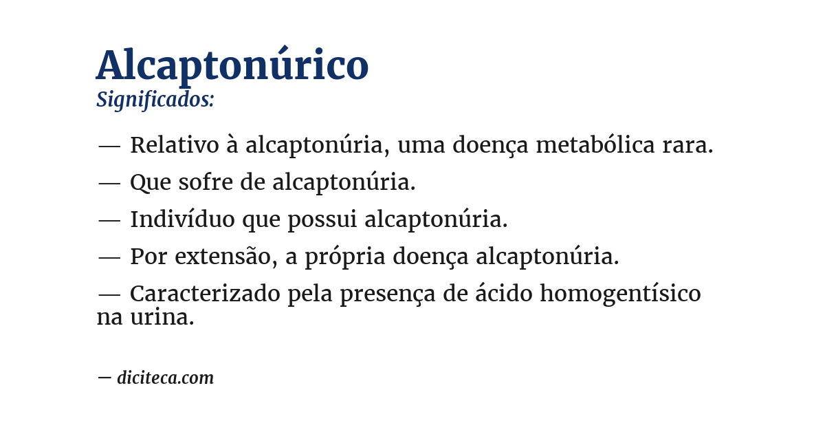 Significado de alcaptonúrico