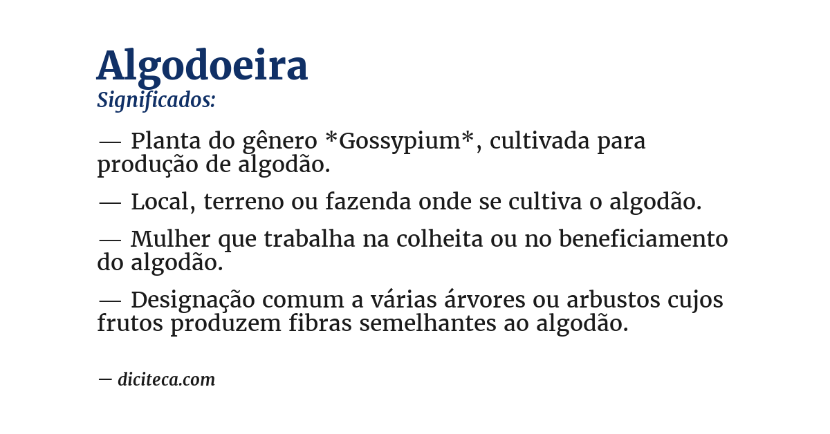 Significado de algodoeira