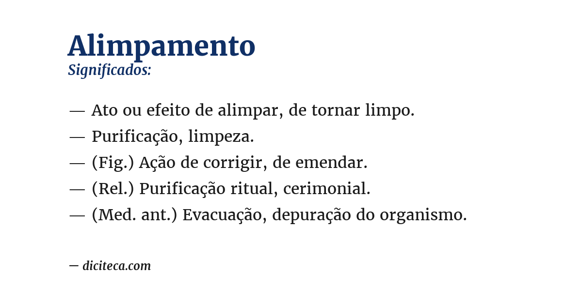 Significado de alimpamento