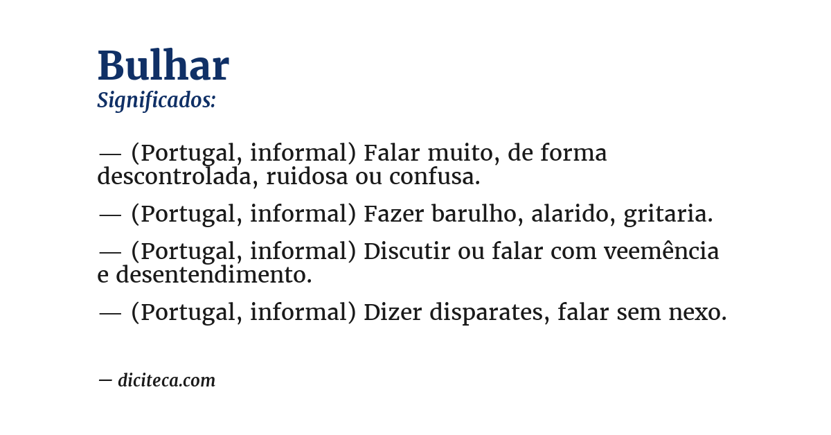 Significado de bulhar