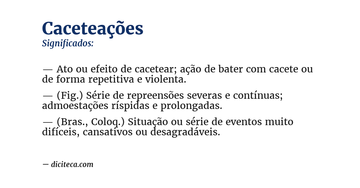 Significado de caceteações