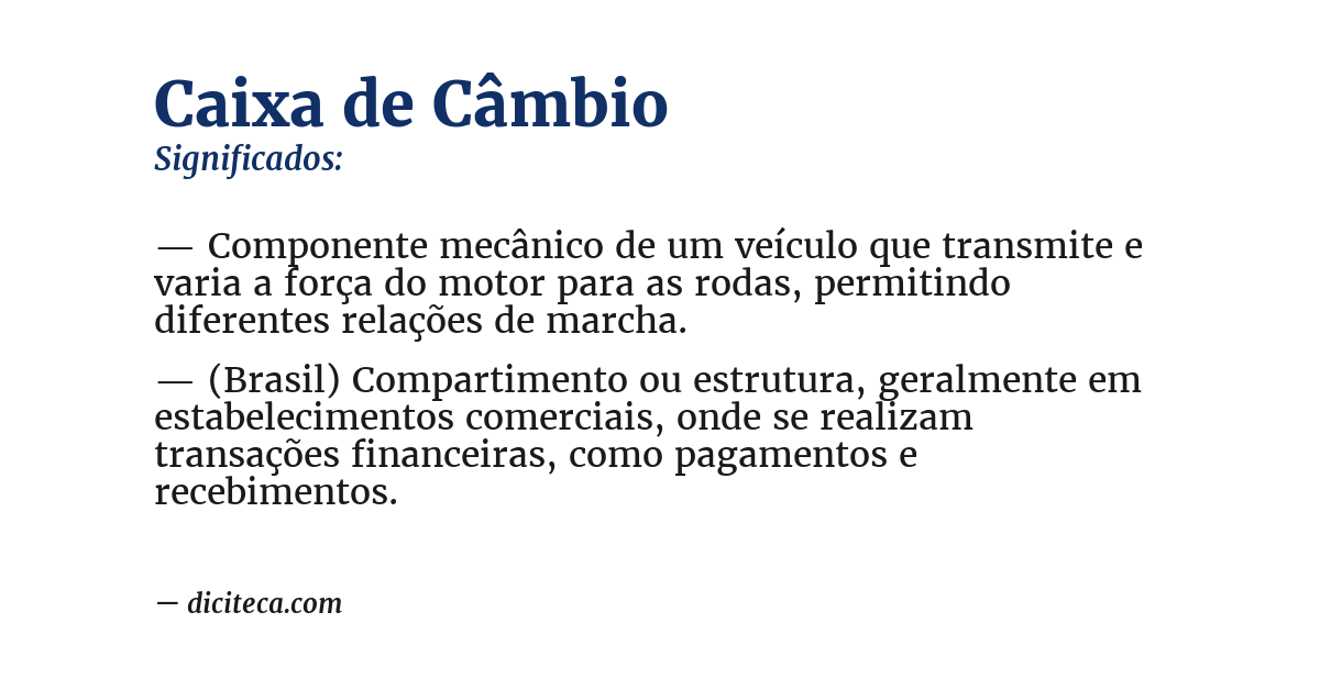 Significado de caixa de câmbio