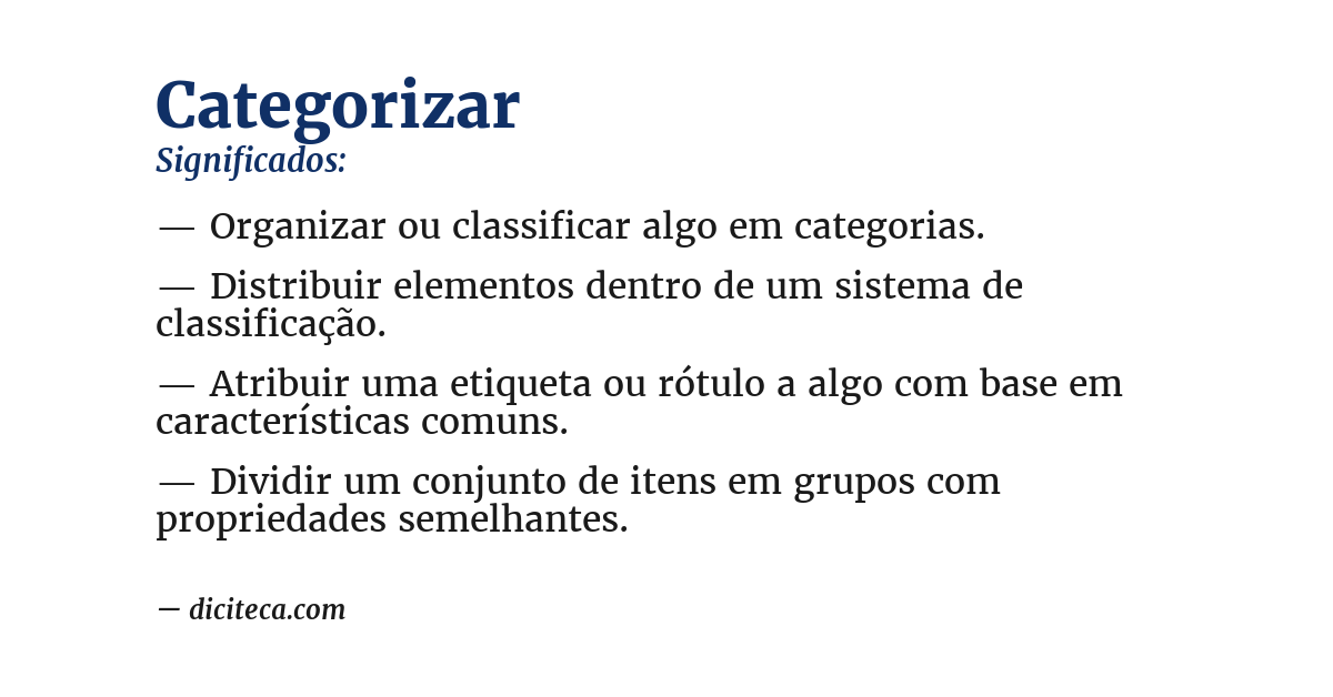 Significado de categorizar