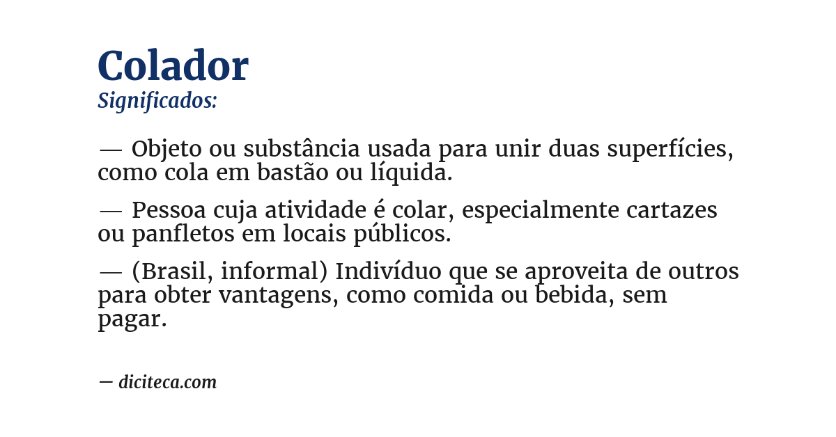 Significado de colador