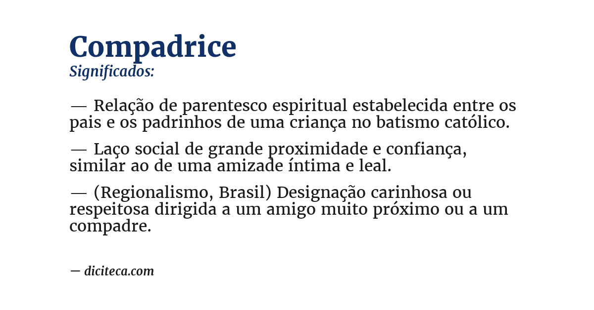 Significado de compadrice