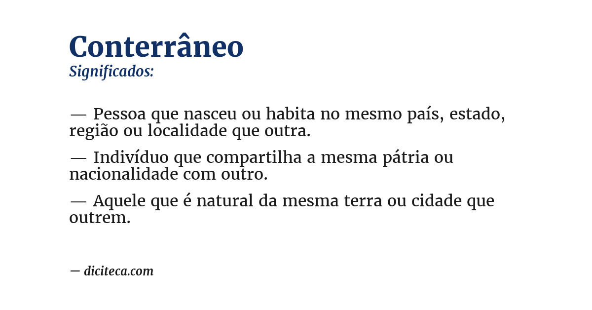 Significado de conterrâneo