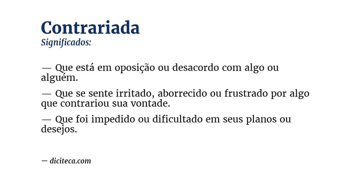 Significado de contrariada