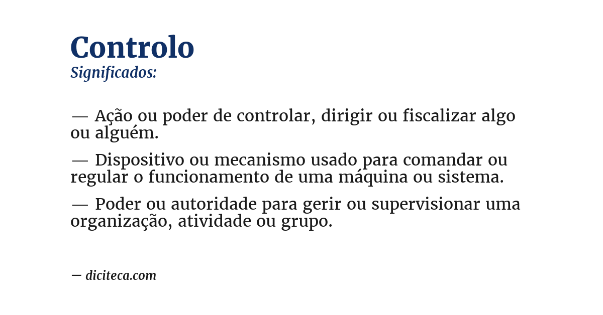 Significado de controlo