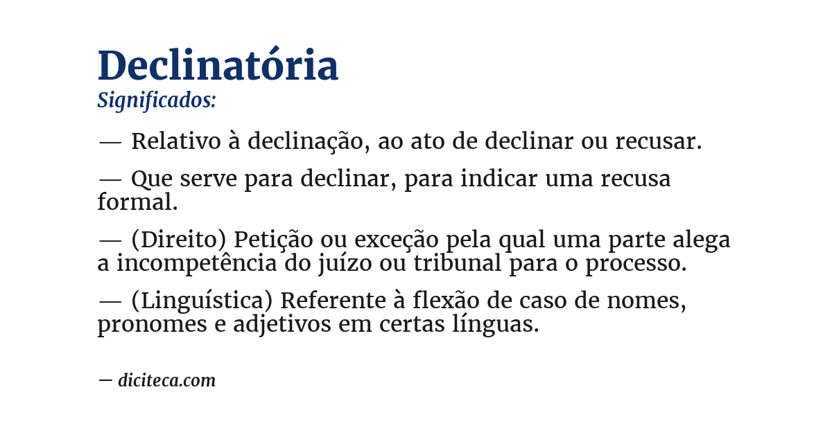 Significado de declinatória