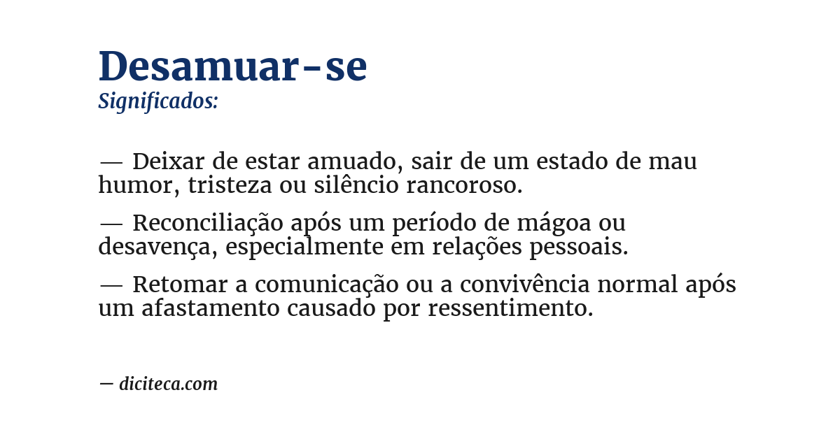Significado de desamuar-se