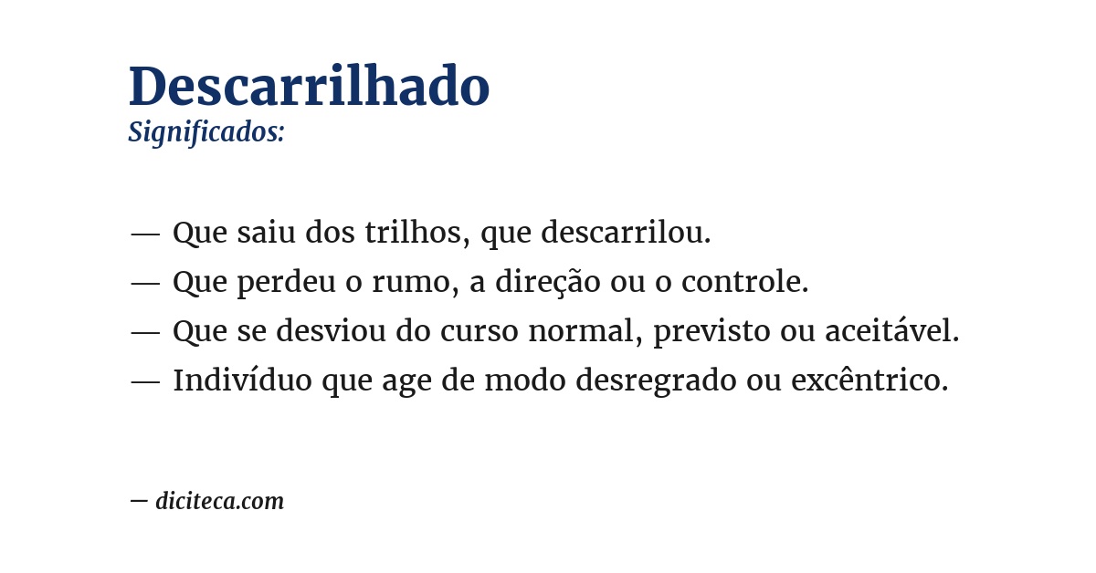 Significado de descarrilhado