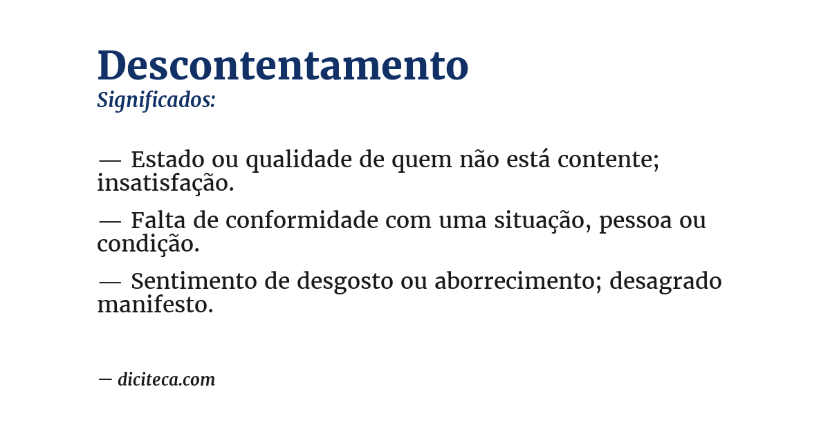 Significado de descontentamento
