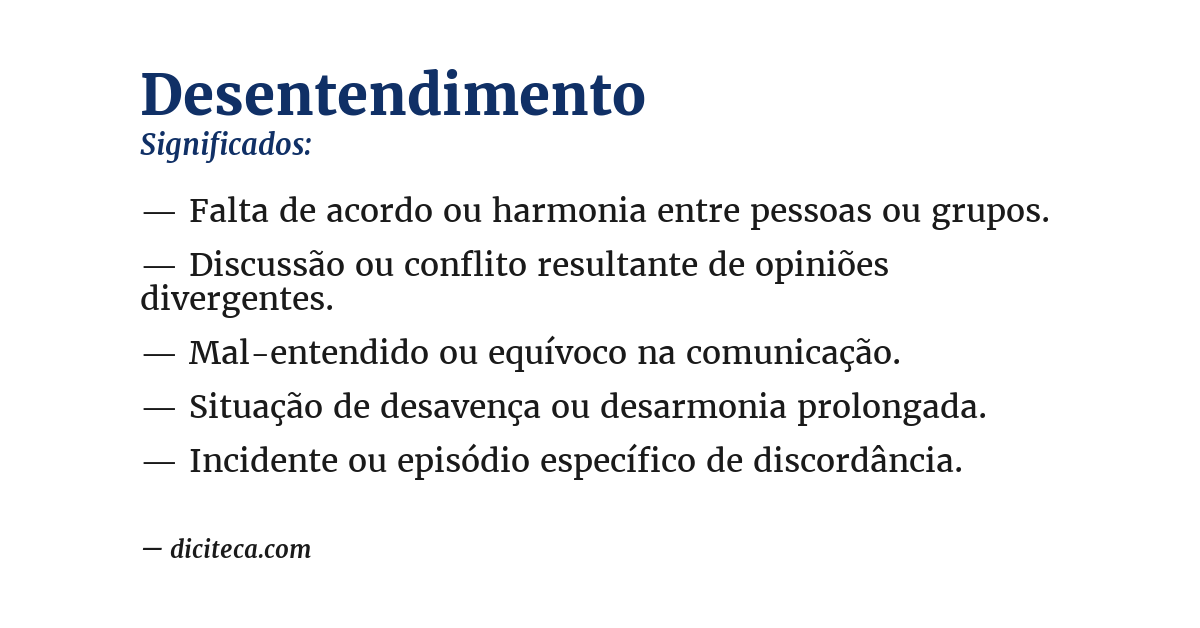 Significado de desentendimento