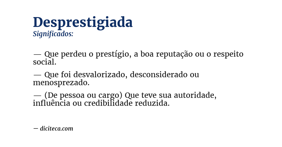 Significado de desprestigiada