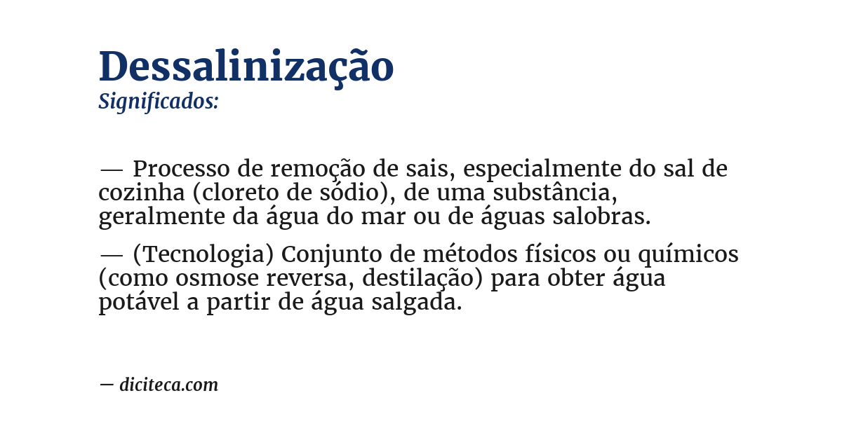 Significado de dessalinização