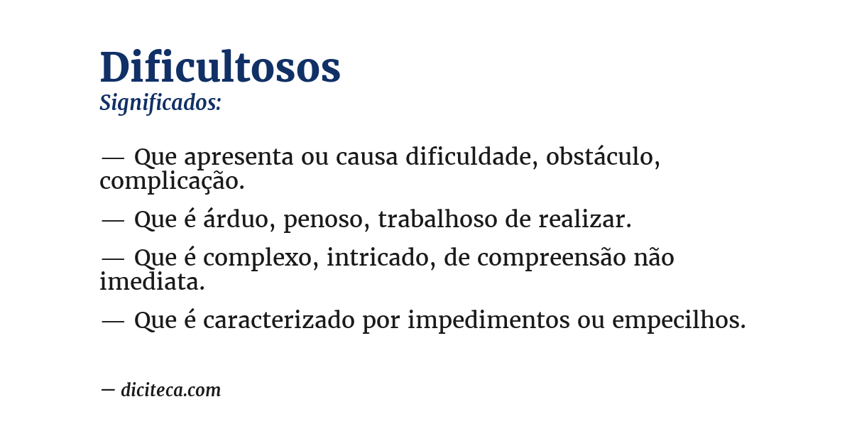 Significado de dificultosos