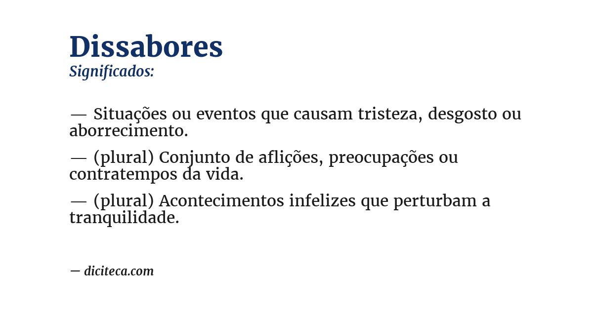 Significado de dissabores