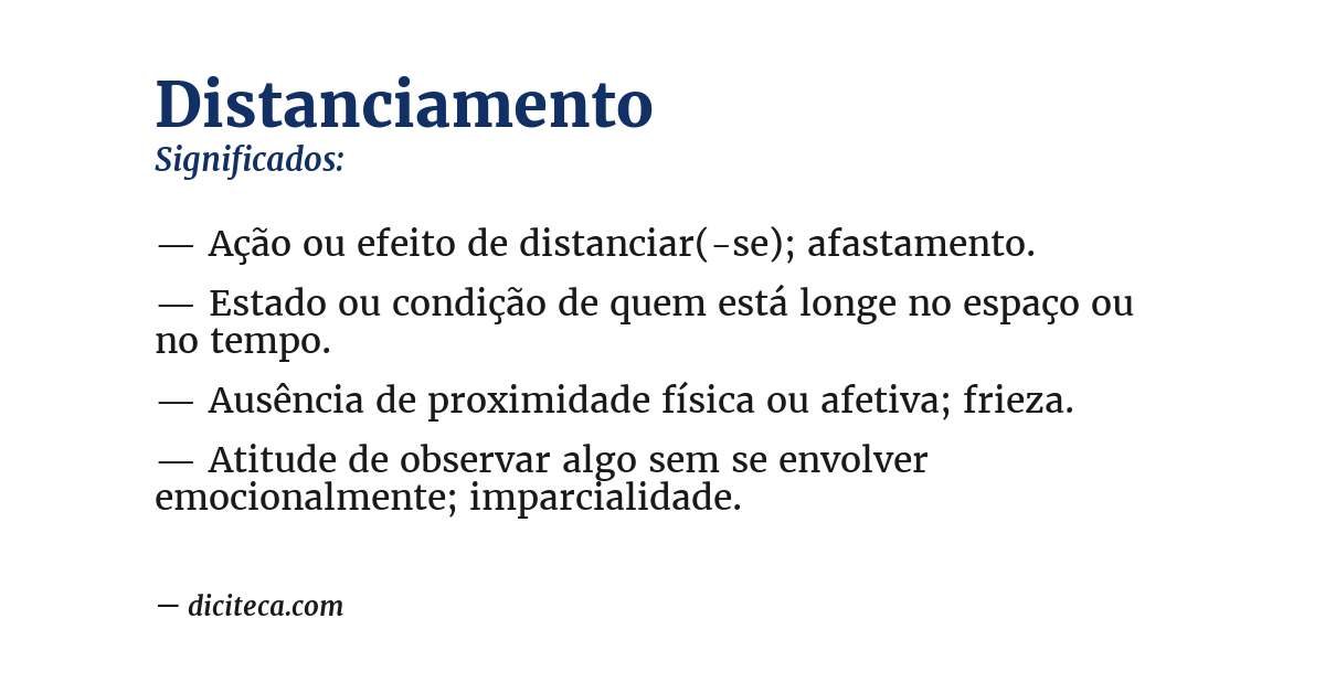 Significado de distanciamento
