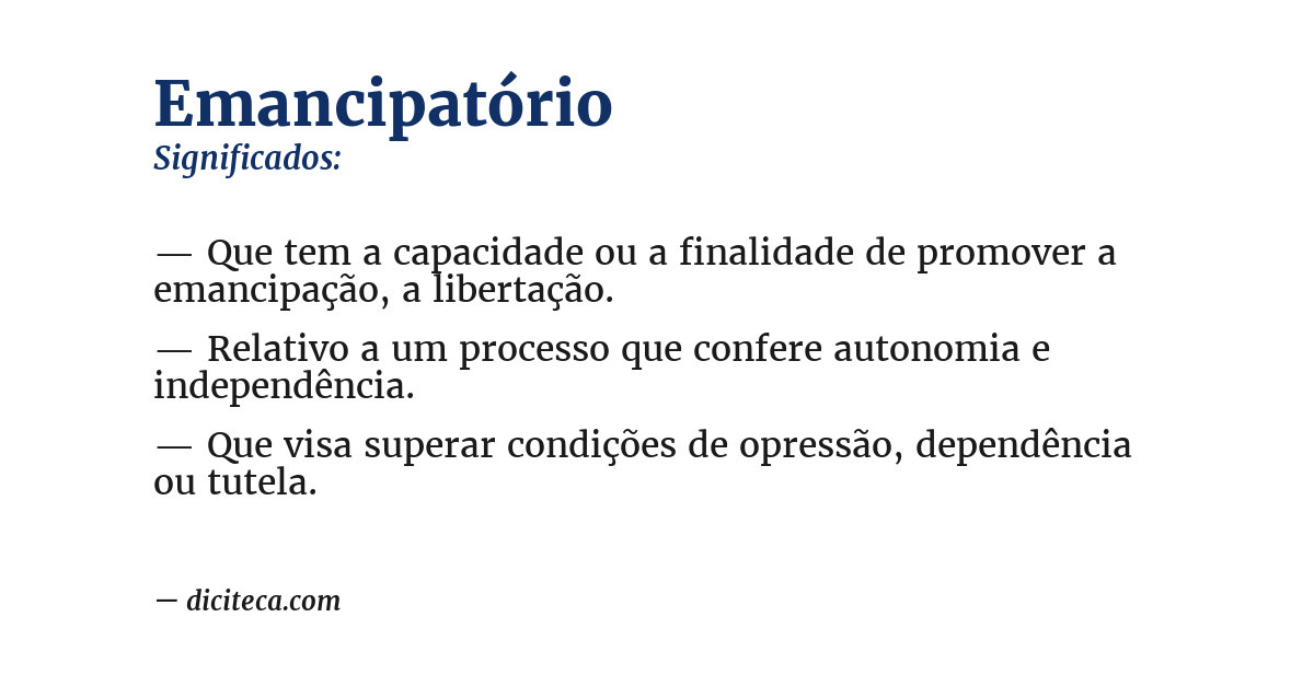 Significado de emancipatório