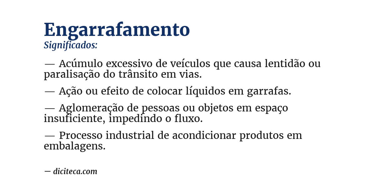 Significado de engarrafamento