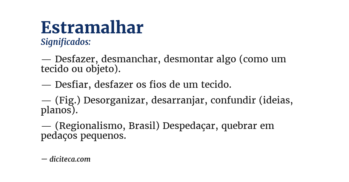 Significado de estramalhar