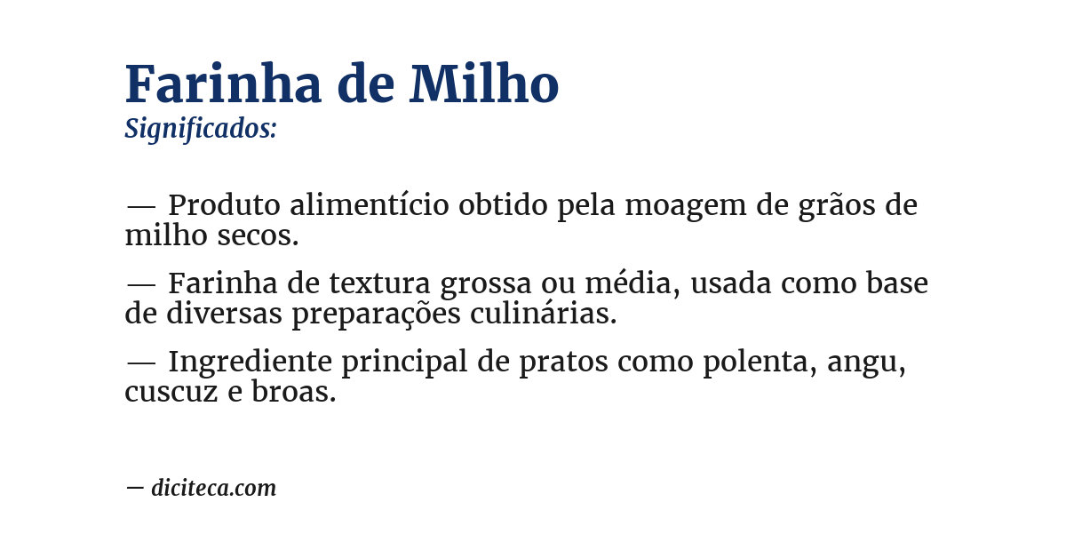 Significado de farinha de milho