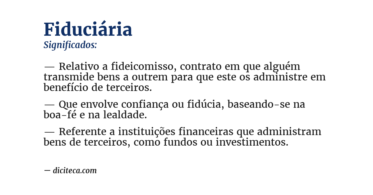 Significado de fiduciária