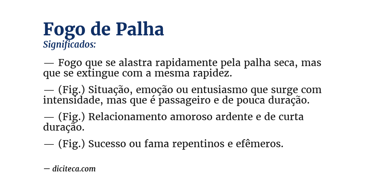 Significado de fogo de palha