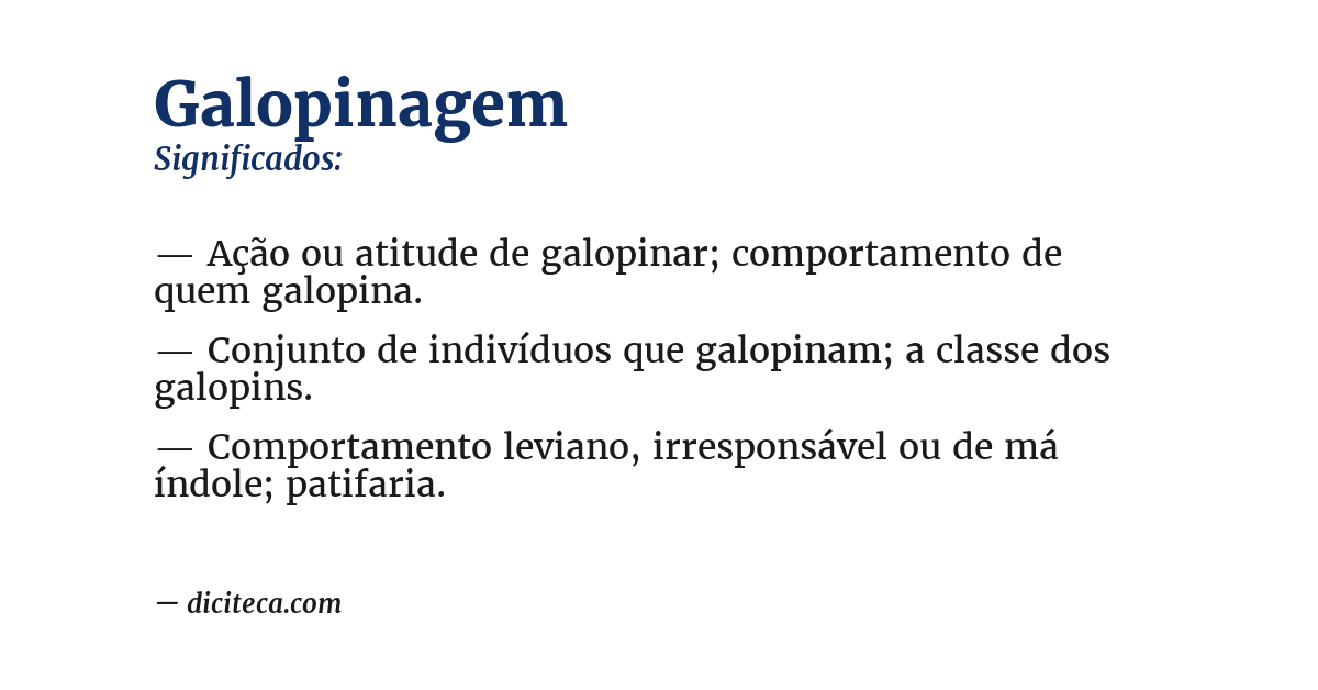 Significado de galopinagem