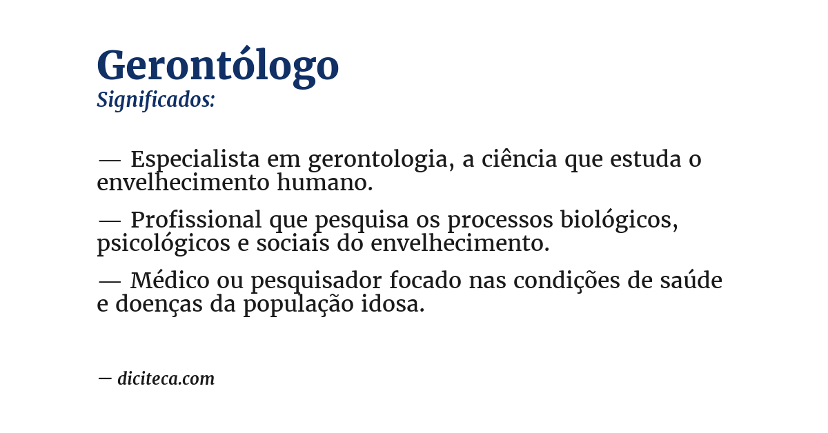Significado de gerontólogo