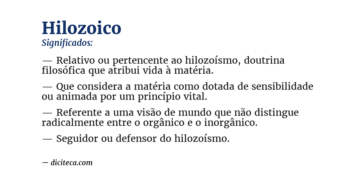 Significado de hilozoico