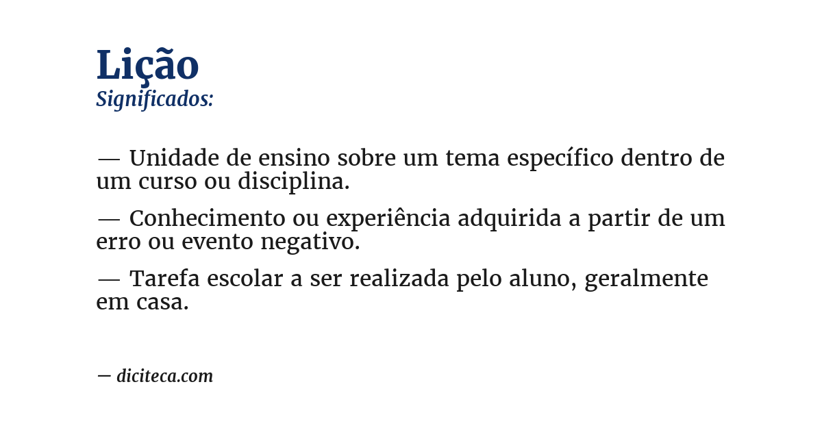 Significado de lição