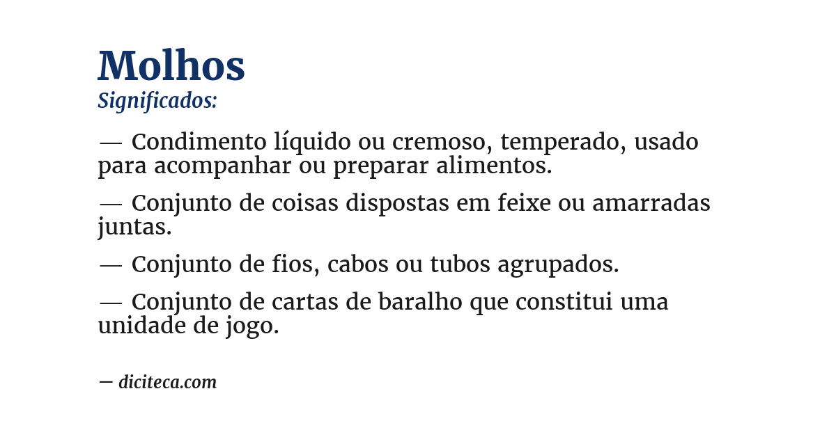 Significado de molhos
