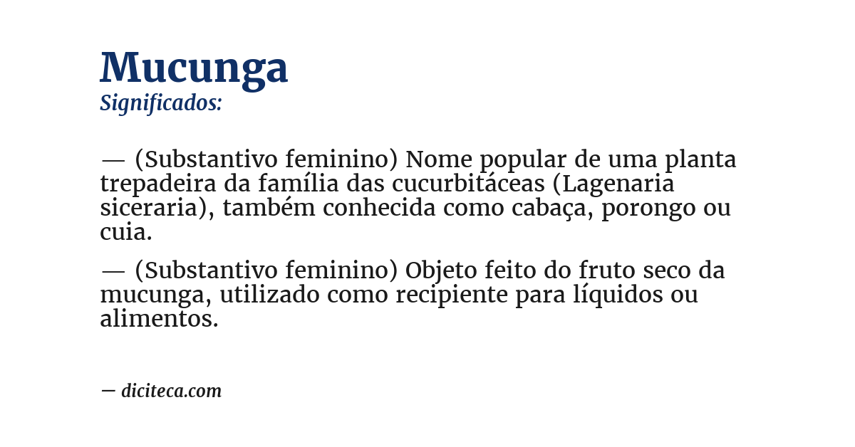 Significado de mucunga