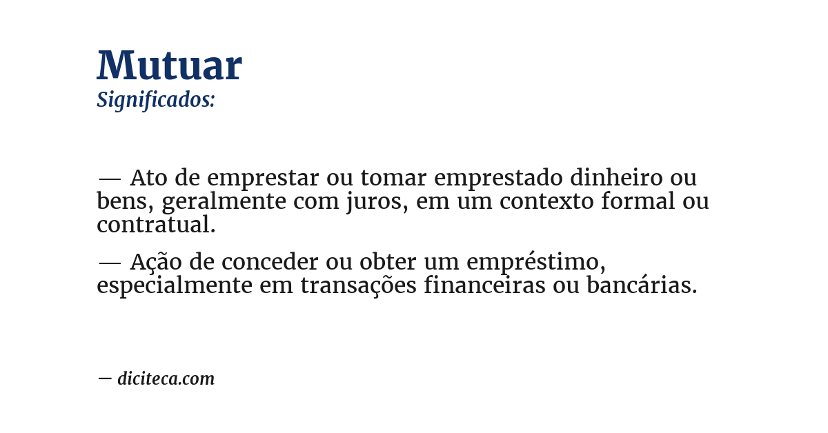 Significado de mutuar