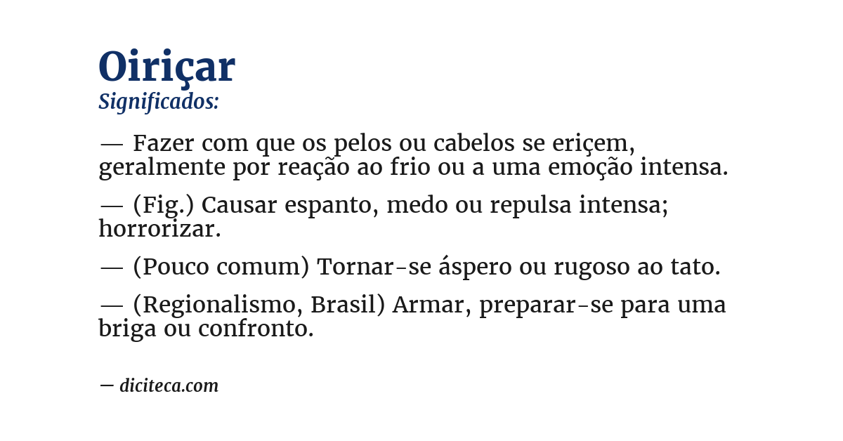 Significado de oiriçar