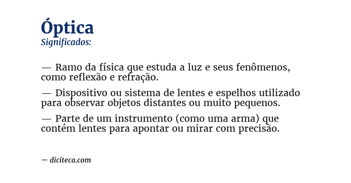 Significado de óptica
