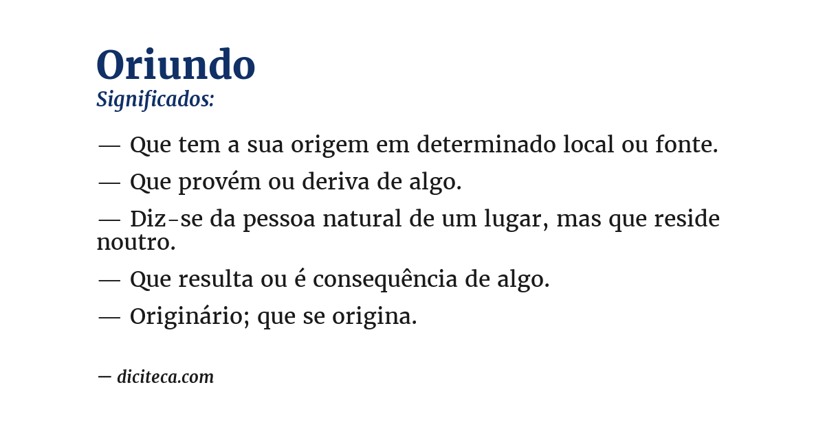 Significado de oriundo