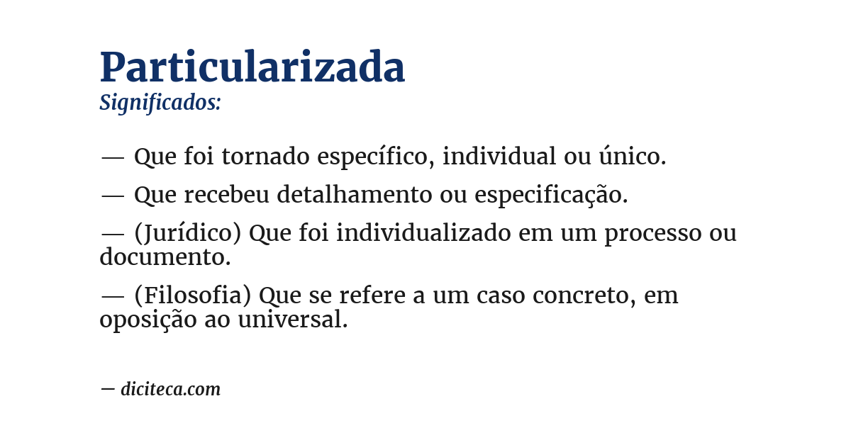 Significado de particularizada