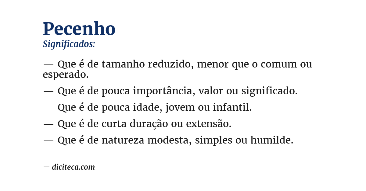 Significado de pecenho