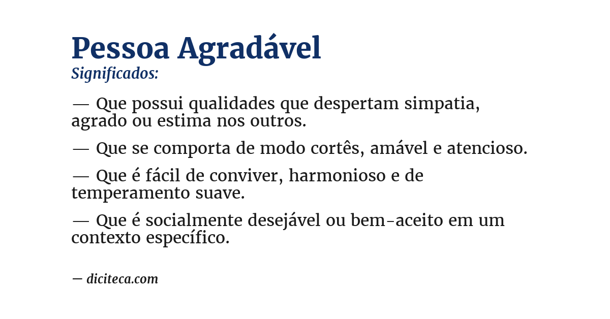 Significado de pessoa agradável