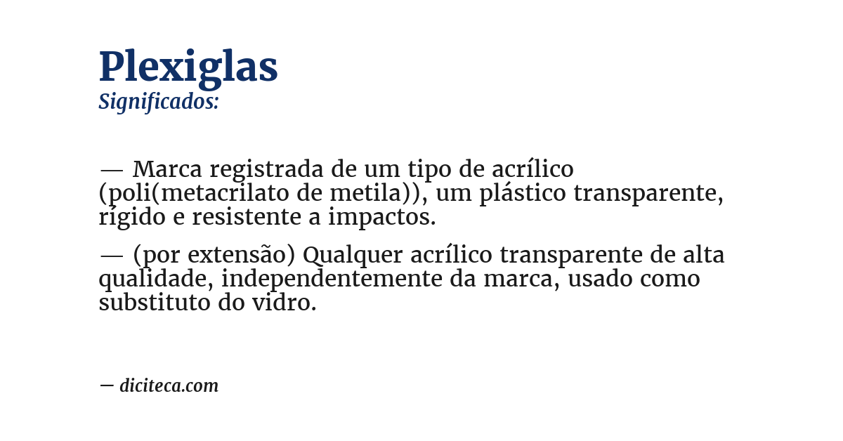 Significado de plexiglas