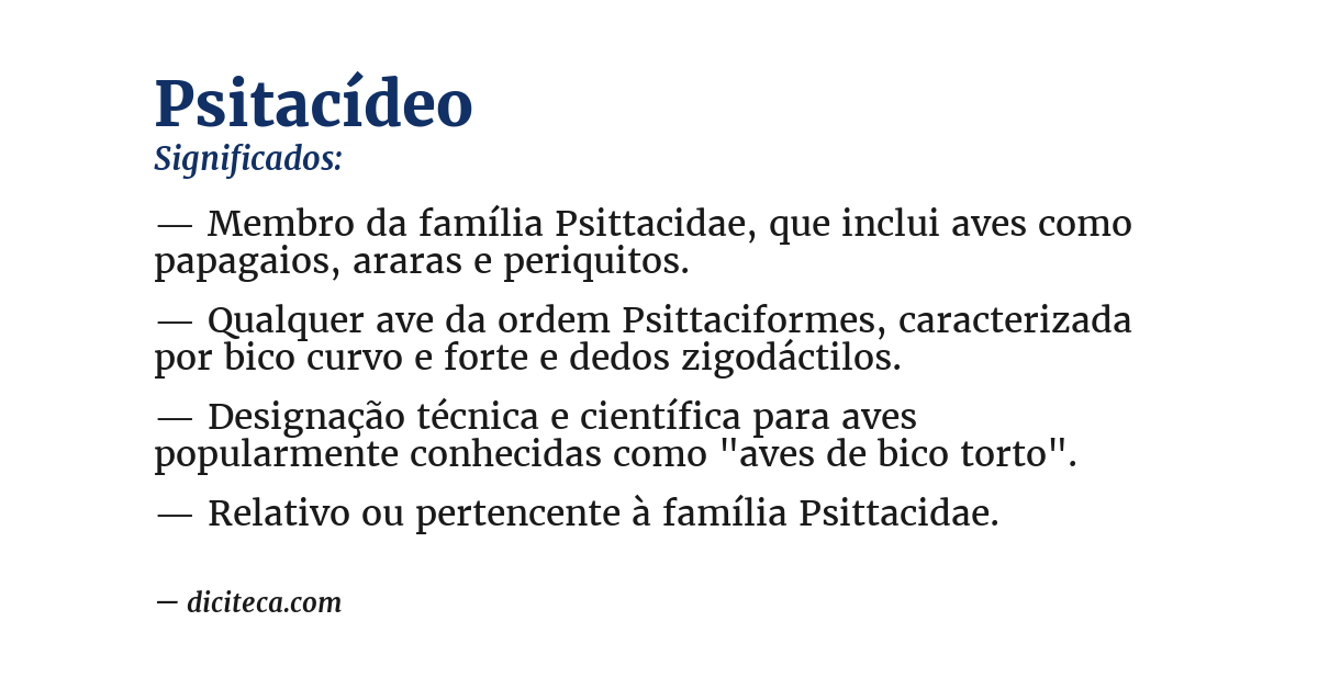 Significado de psitacídeo