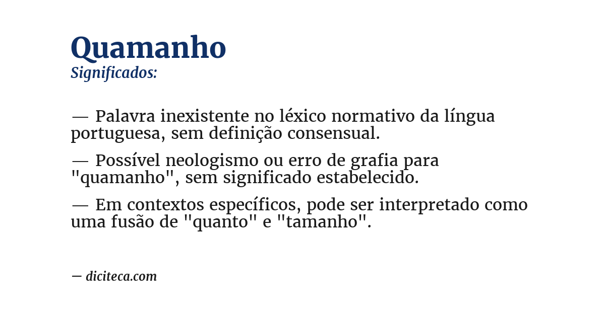 Significado de quamanho
