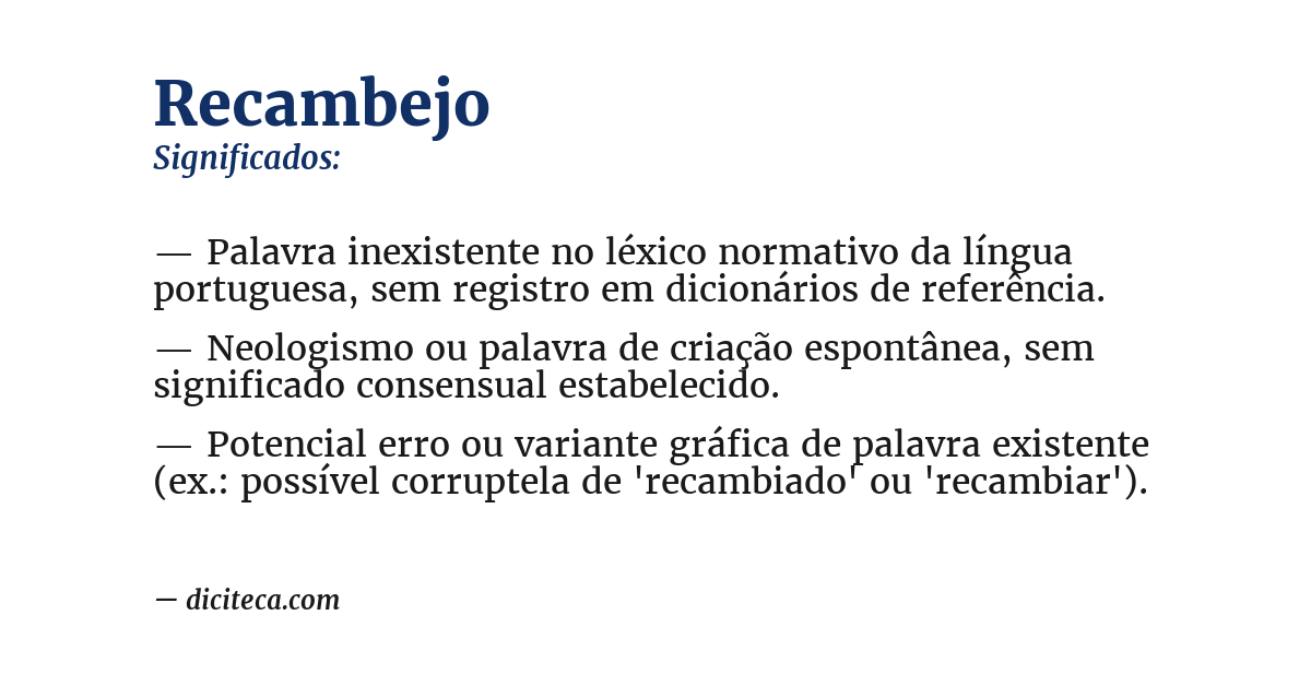 Significado de recambejo