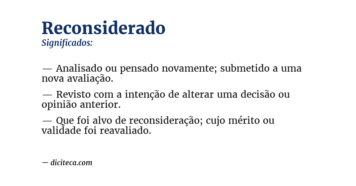 Significado de reconsiderado