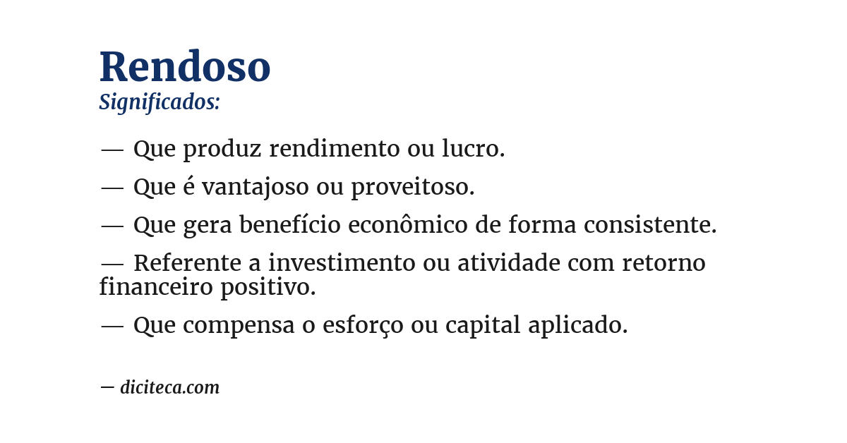 Significado de rendoso