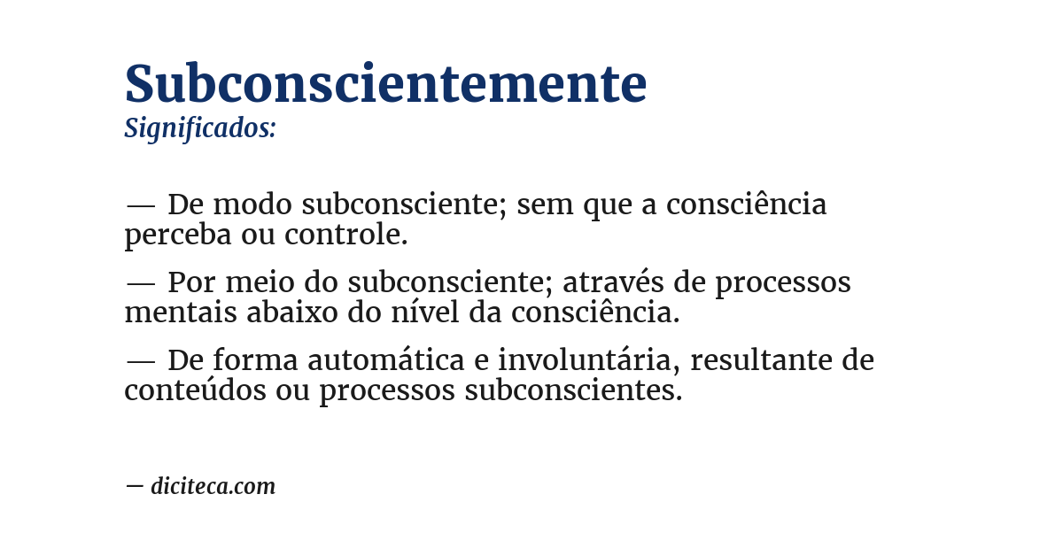 Significado de subconscientemente